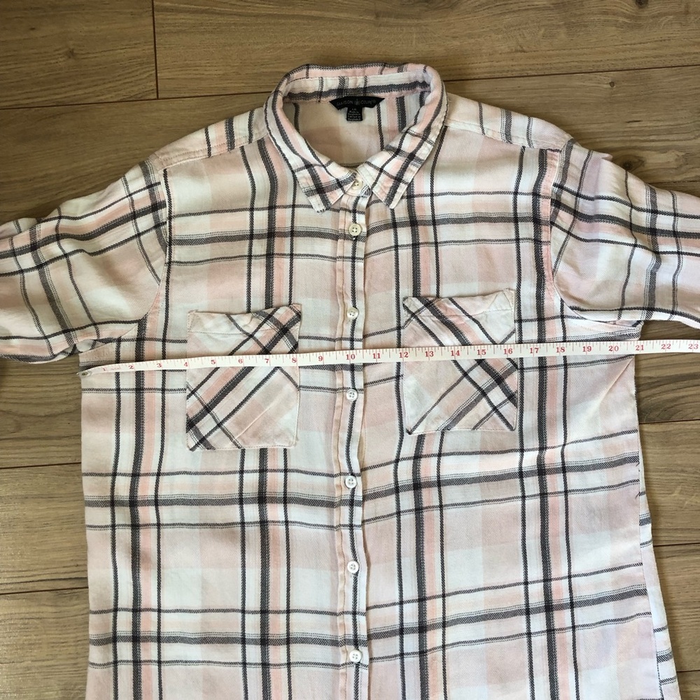 Women’s Maison Coupé Pink Plaid Button down Open back Flannel Shirt size L - Picture 6 of 9